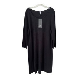 Marla Wynne Black Sweater Dress 1X Double Knit Scoop Neck Long Sleeve NWT